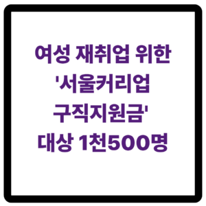 여성재취업 위한 서울커리업구직지원금